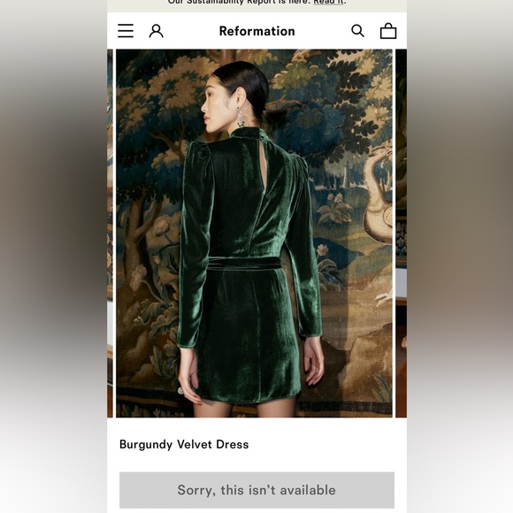 Reformation Burgundy Velvet Dress. - Picture 6 of 7